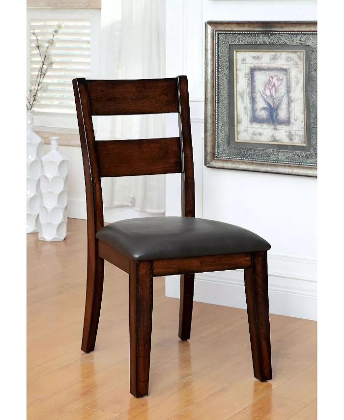 Simple Relax Set of 2 Faux Leather and Wood Dining Side Chairs in Dark Cherry