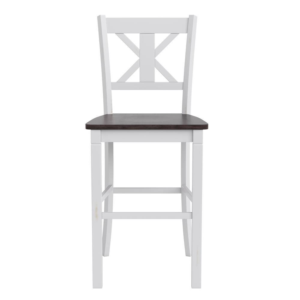 Carnegy Avenue 45.75 in. White Wash Full Wood Bar Stool with Wood Seat CGA-ES-520597-WH-HD