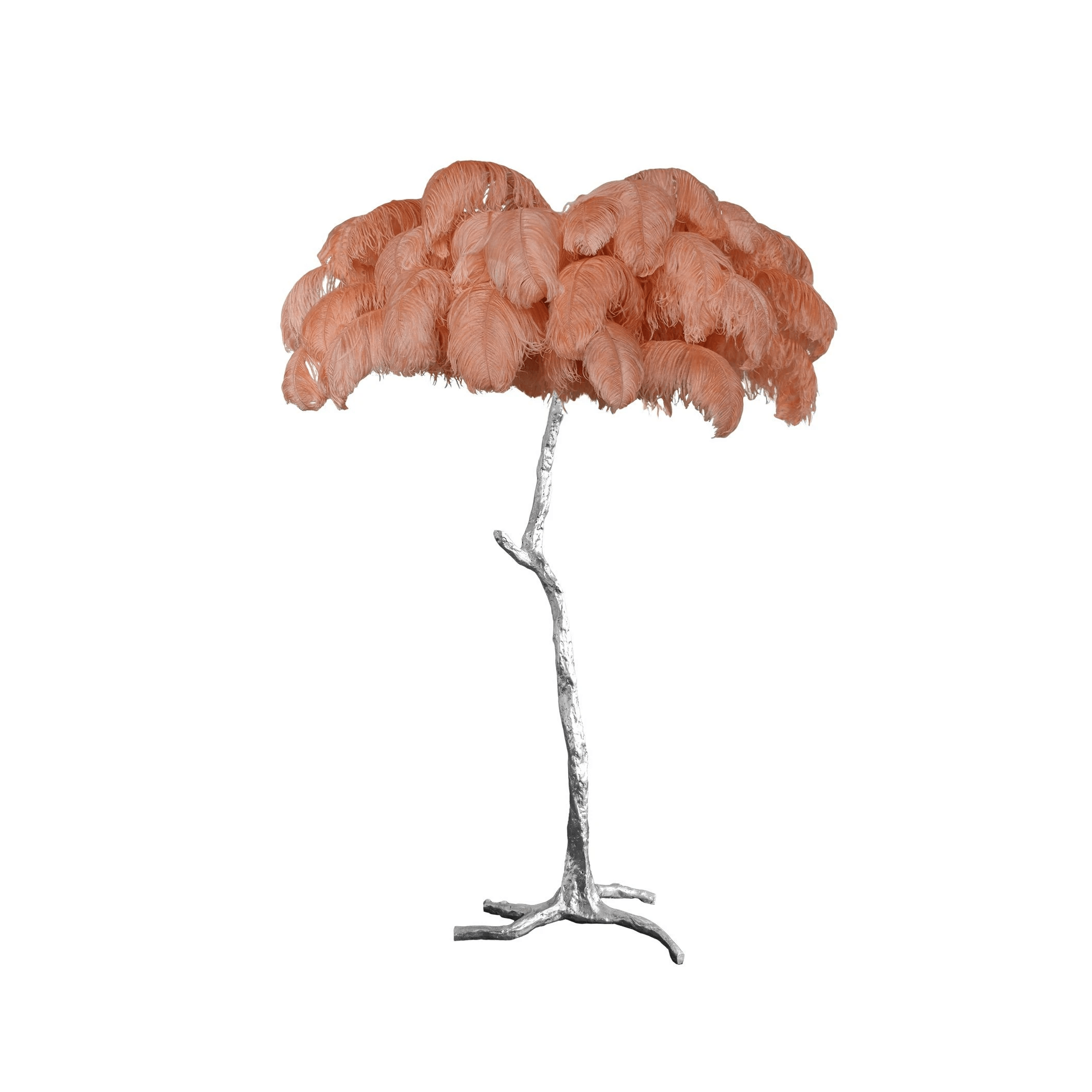 Ostrich Feather Brass Floor Lamp