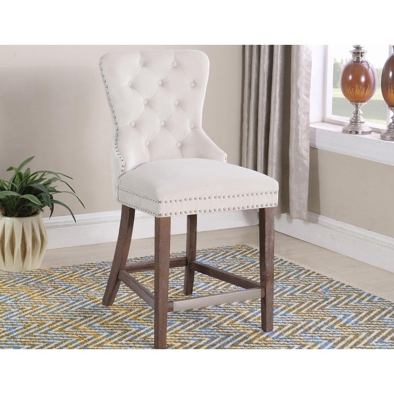 Best Master Furniture Upholstered Cream Bar Chair (Set of 2)