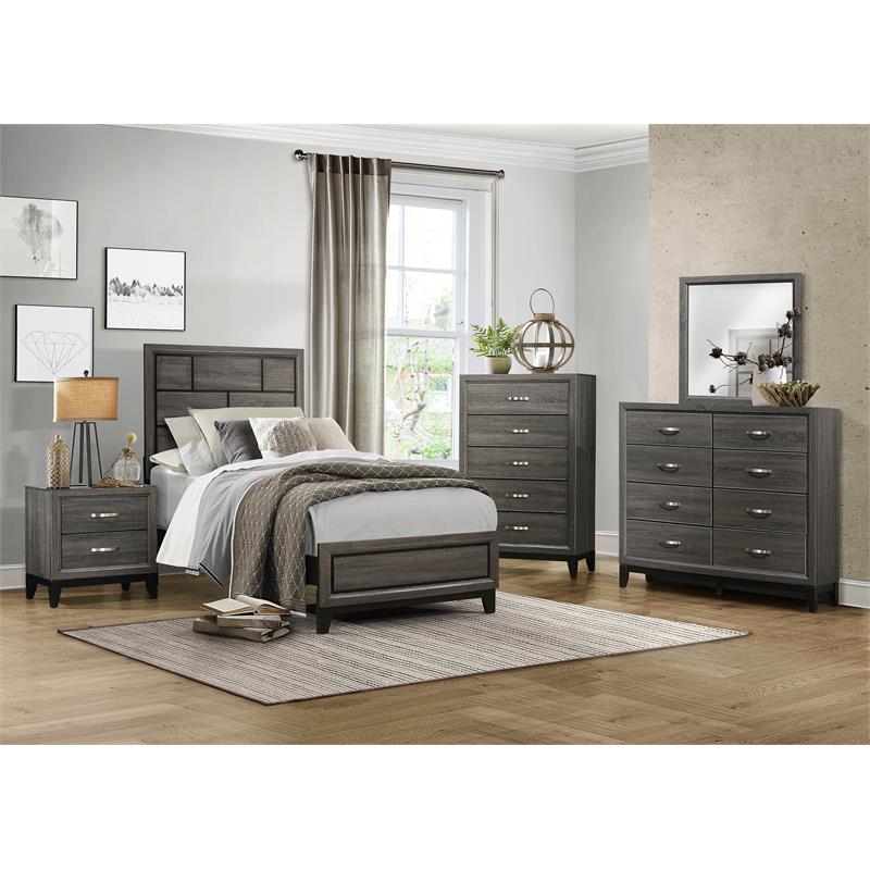 Lexicon Davi 31-inch 5 Dovetail Drawers Modern Wood Chest in Gray