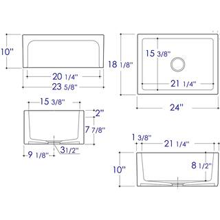 ALFI BRAND Arched Farmhouse Apron Fireclay 24 in. Single Basin Kitchen Sink in White AB2418ARCH-W
