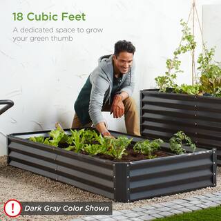 Best Choice Products 6 ft. x 3 ft. x 1 ft. Wood Grain Outdoor Steel Raised Garden Bed for Vegetables Flowers Herbs Plants SKY6635