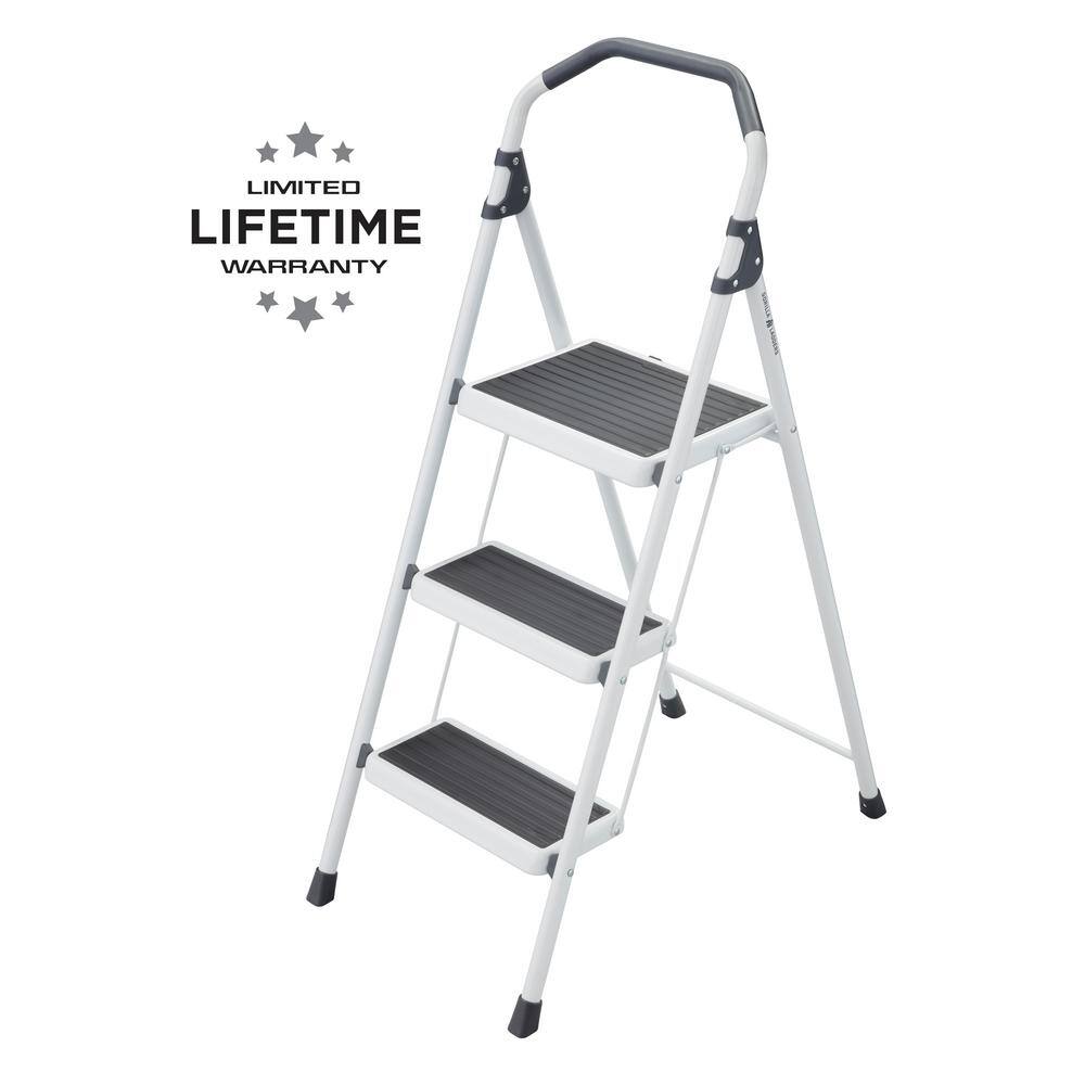 Gorilla Ladders 3-Step Steel Lightweight Step Stool Ladder 225 lbs. Load Capacity Type II Duty Rating (9ft. Reach Height) GLS-3-2