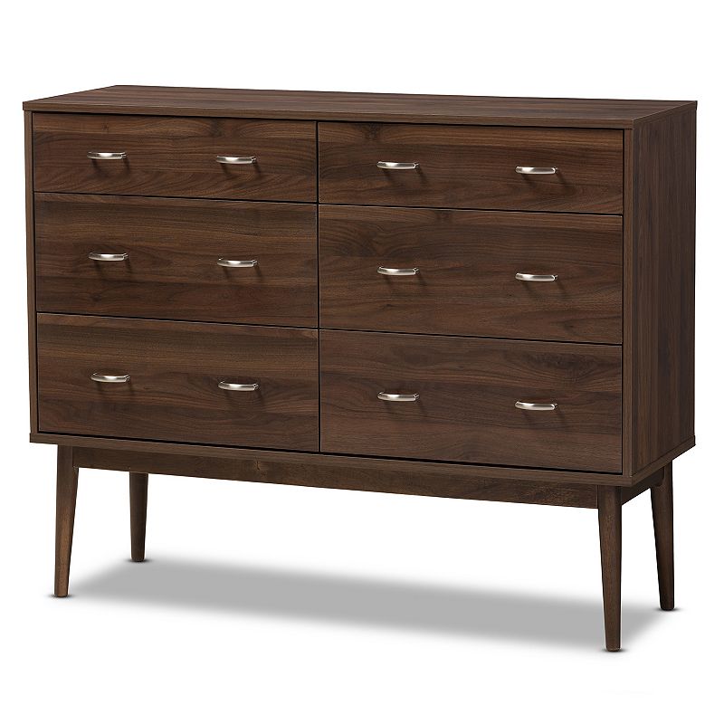 Baxton Studio Mid-Century 6-Drawer Walnut Dresser