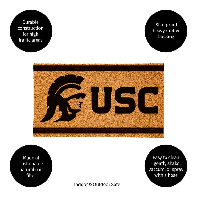 Evergreen University Of Southern California Logo Turf Mat Brown 28 X 16 Inches Indoor Outdoor Doormat