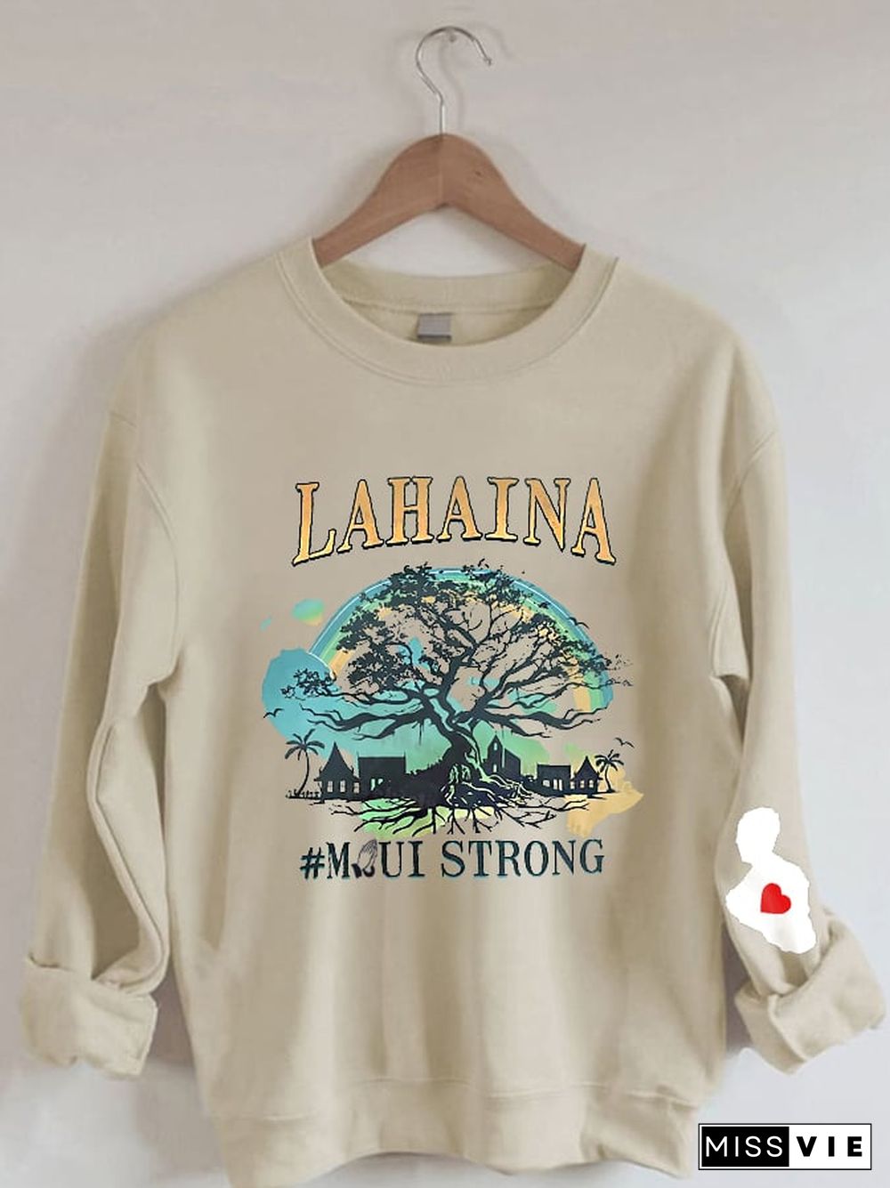 Women's Lahaina Strong Hawaii Lahaina Banyan Tree Print Crew Neck Sweatshirt