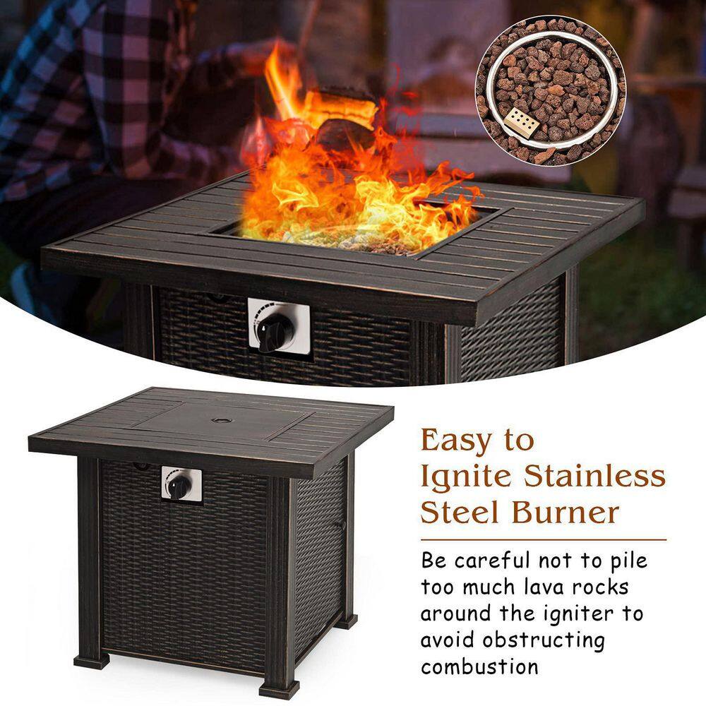 Alpulon 30 in. W Steel Propane Outdoor Patio Fire Pit Table ZY1C0325