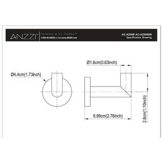 ANZZI Caster 2 Series Single Robe Hook in Brushed Nickel AC-AZ008BN