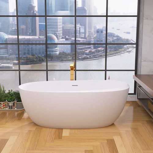 59 Acrylic Freestanding Bathtub Gloss White Moder...