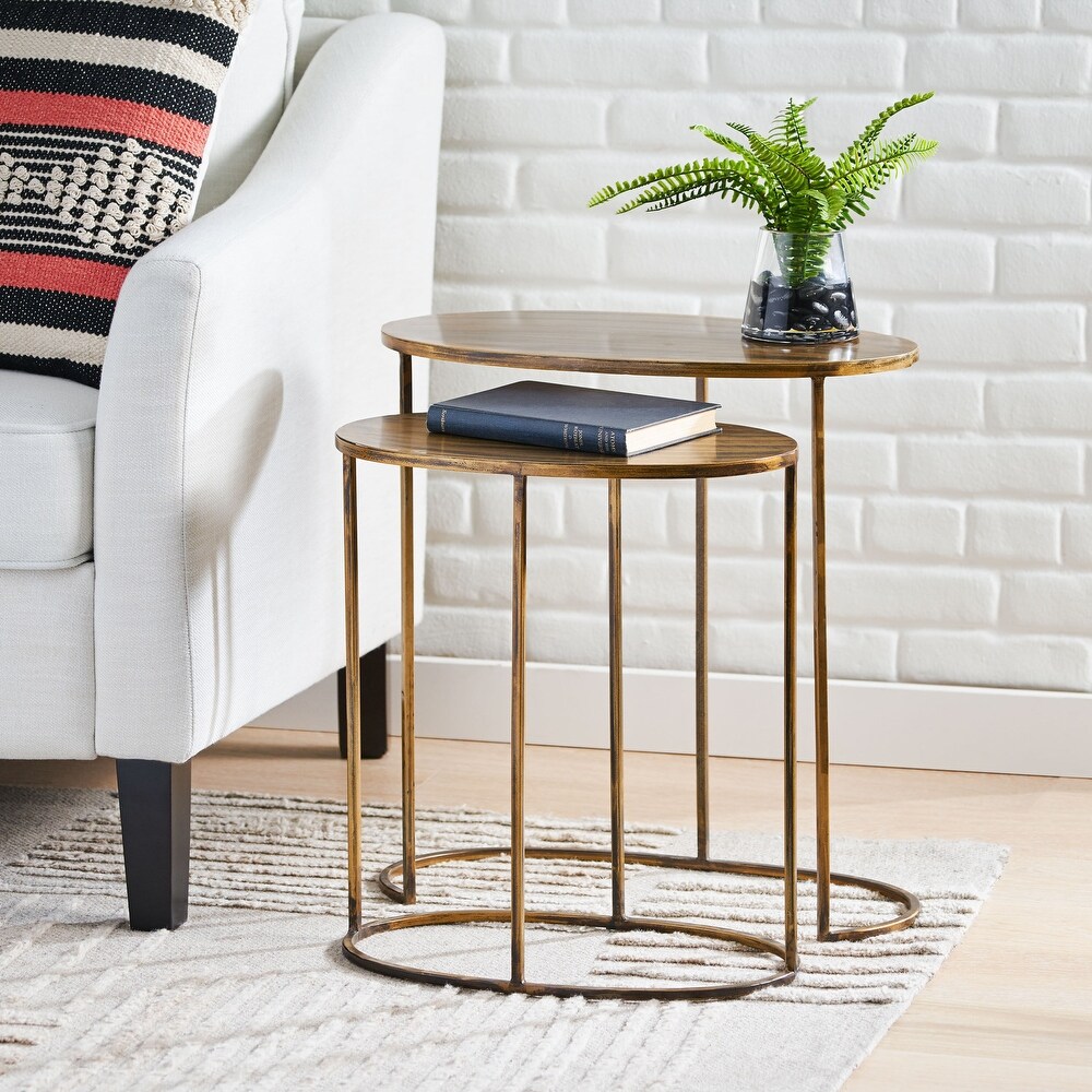 Wilsey Handcrafted Oval Nesting Tables by Christopher Knight Home