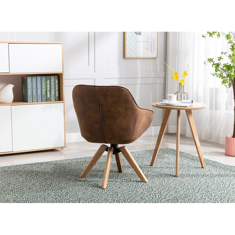 Modern Home Office Desk Chair  Solid Wood Tufted Upholstered Computer Task Chair for Small Space Home Office  Without Wheels