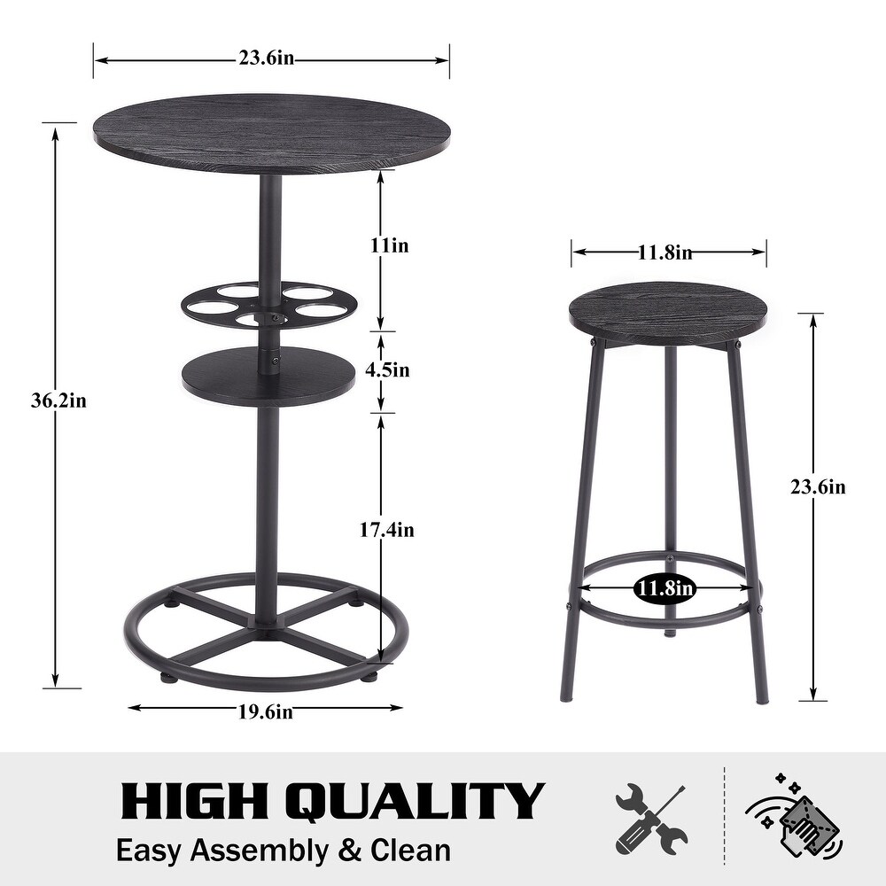 Javlergo 3 Piece Round Bar Table with Barstool