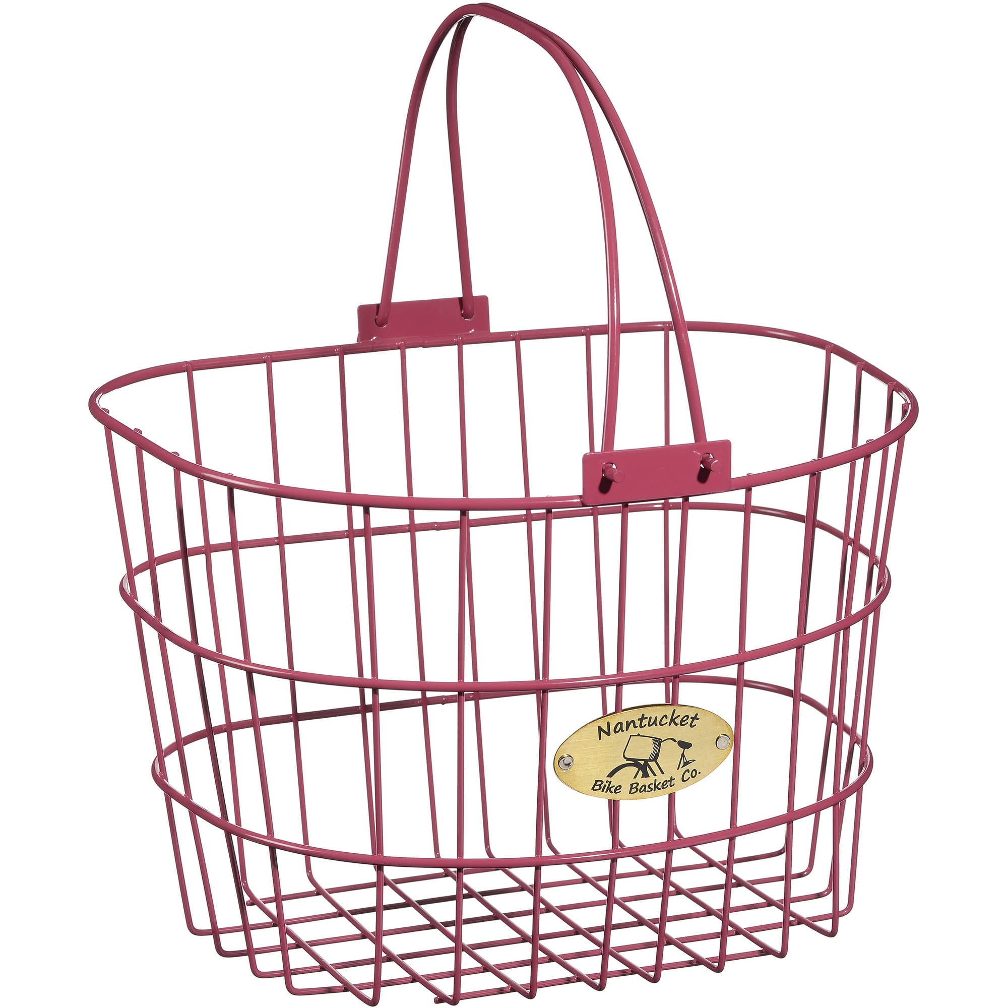 Nantucket Bicycle Basket Co. Surfside Adult Wire D-Shape Basket， Pink