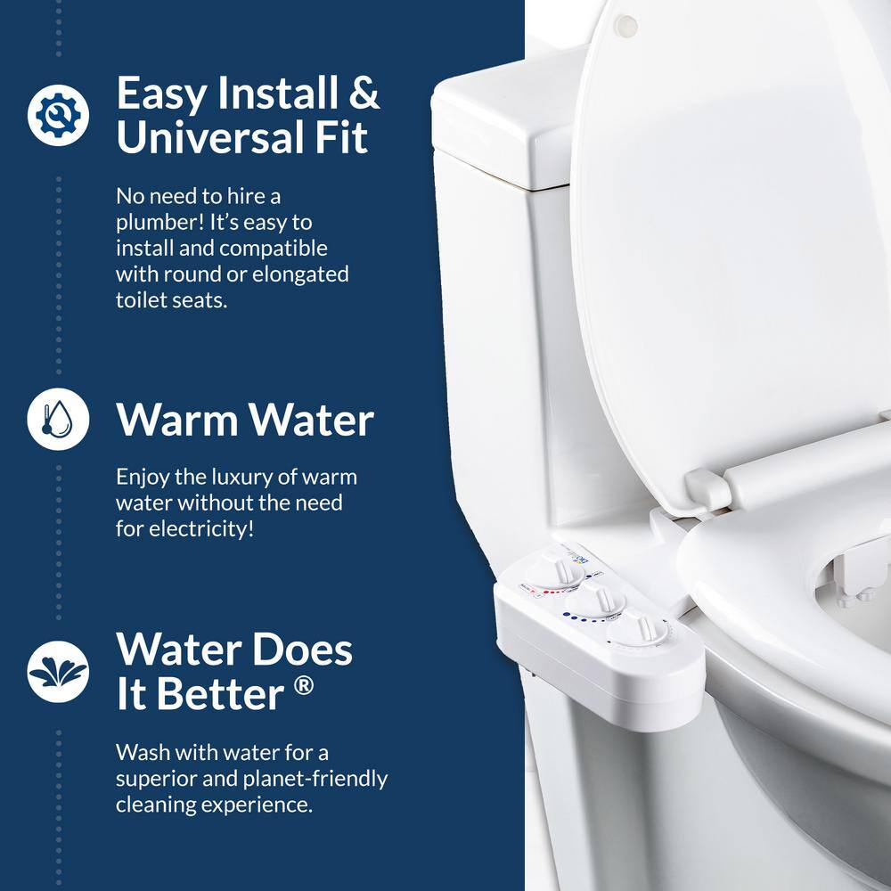 bioBidet BB-270 Non-Electric Economy Class DUO Bidet Attachment in White BB-270