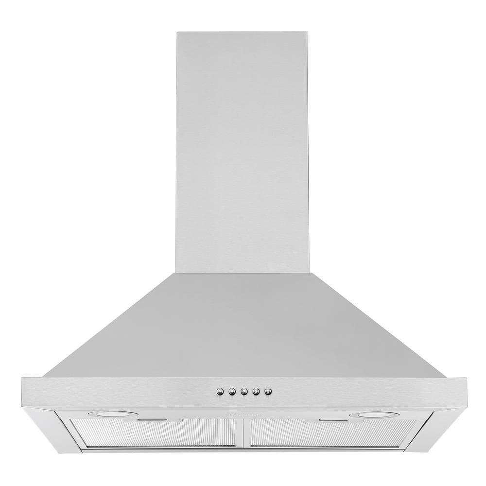 Ancona 24 in 280 CFM Convertible Wall Mount Pyramid Range Hood in Stainless Steel