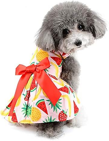 Yoitea Summer Dog Ribbon Dress For Small Dogs Girl Cute Hawaiian Sundress Puppy Clothes Skirt Pet Chihuahua Doggie Apparel Costume Outfits