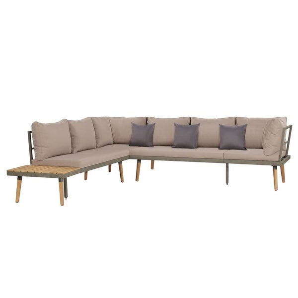 4 Piece Garden Lounge Set with Cushions Solid Acacia Wood Brown - Overstock - 35108239