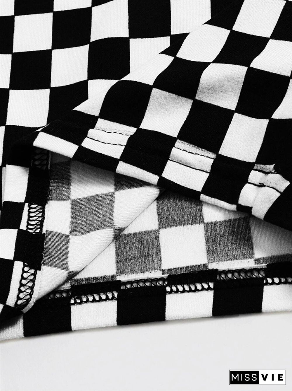 Y2K Checkerboard Plaid Pattern Crop Top Women Streetwear Summer Bodycon Tank Top Shirts Black And White Color Block Clubwear