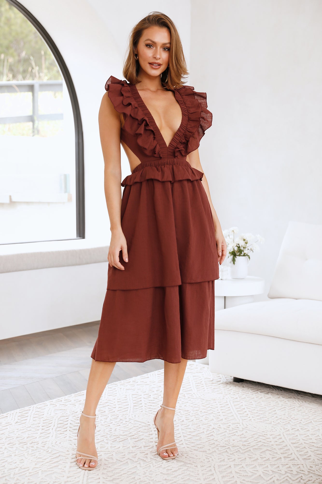 Dive Into Love Midi Dress Brown