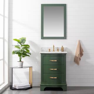 SUDIO Monroe 24 in. W x 22 in. D x 33.7 in. H Bath Vanity in Evergreen with White Marble Top Monroe-24EG