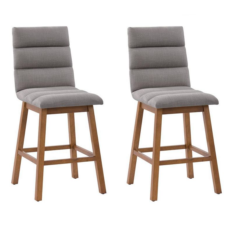 CorLiving Boston Channel Tufted Fabric Barstool Set of 2