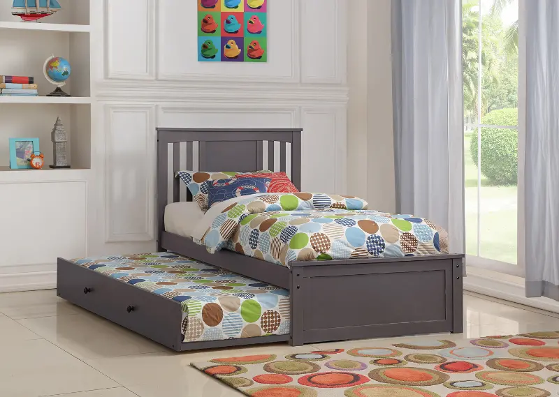 Classic Slate Gray Twin Bed with Trundle - Princeton