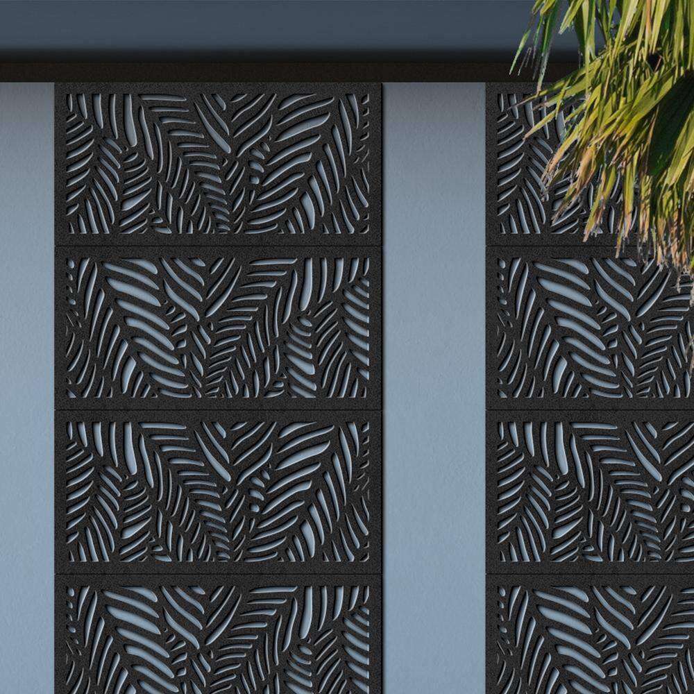 DESIGN VU Tahiti 4 ft. x 2 ft. Charcoal Recycled Polymer Decorative Screen Panel Wall Decor and Privacy Panel DVU2405C