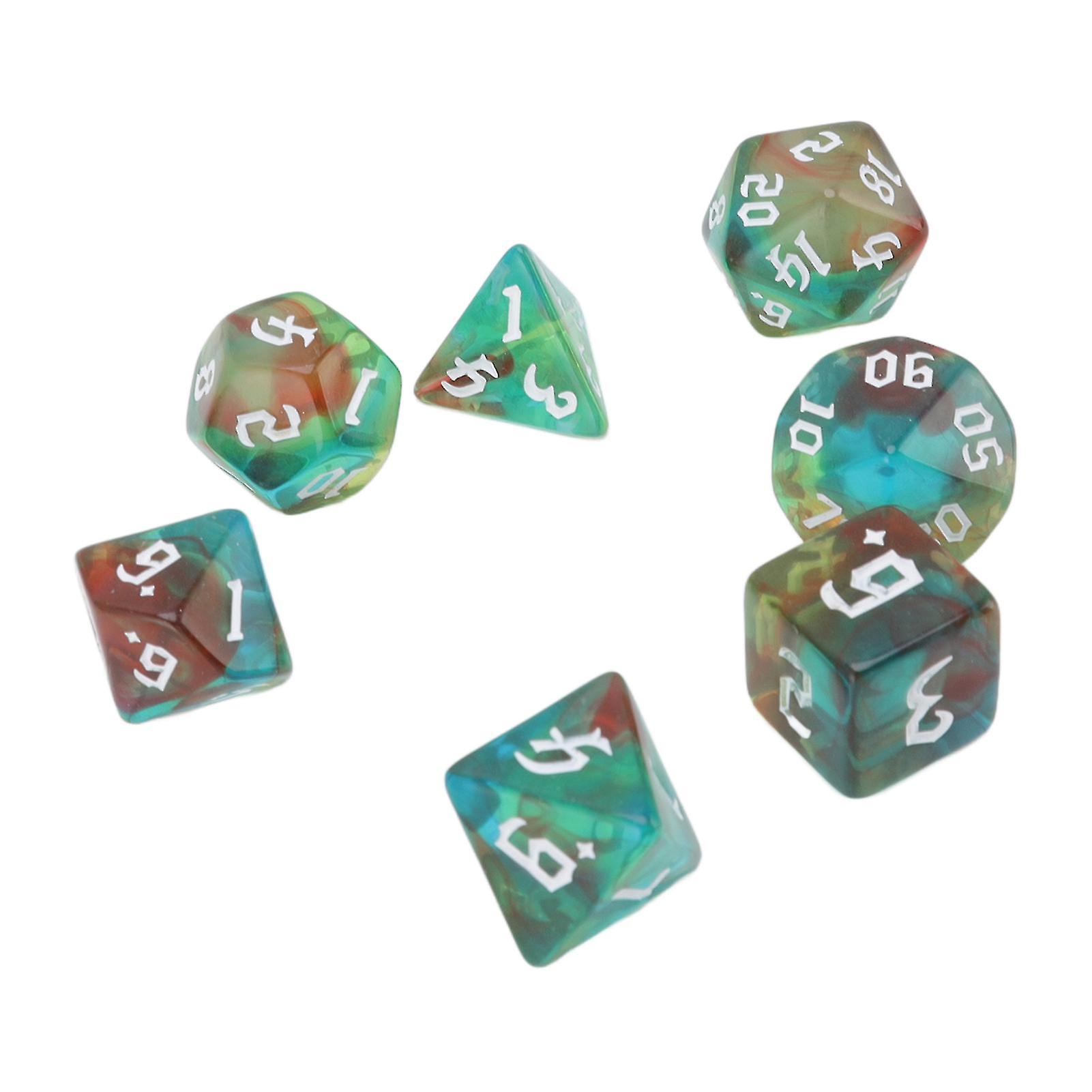 7PCS Polyhedral Number Dice Set Acrylic Table Board Game Dice Toys Waterproof Wear Resistant Type 5