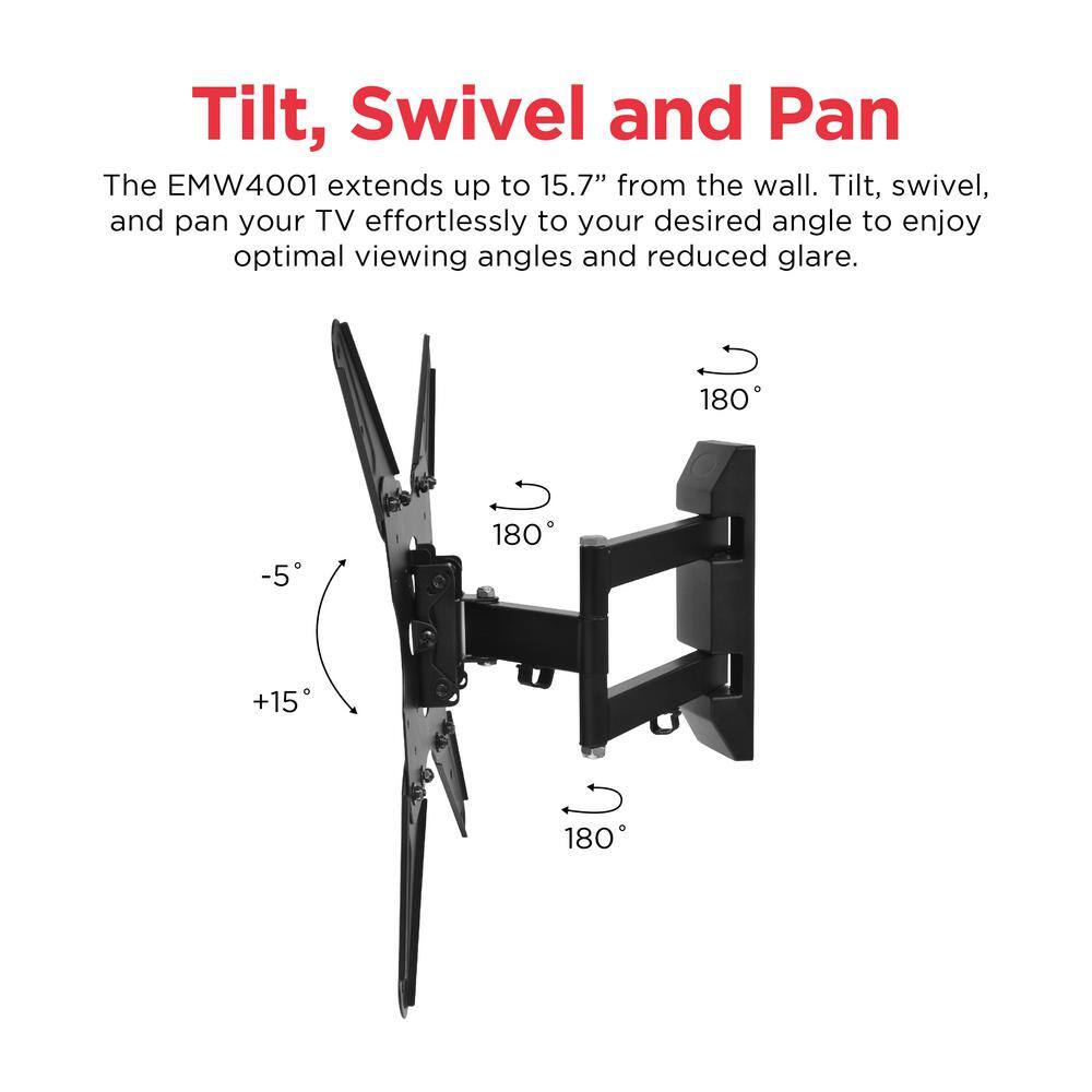 Ematic Full Motion Articulating TiltSwivel Universal Wall Mount for 17 in. - 55 in. TVs with HDMI Cable EMW4001