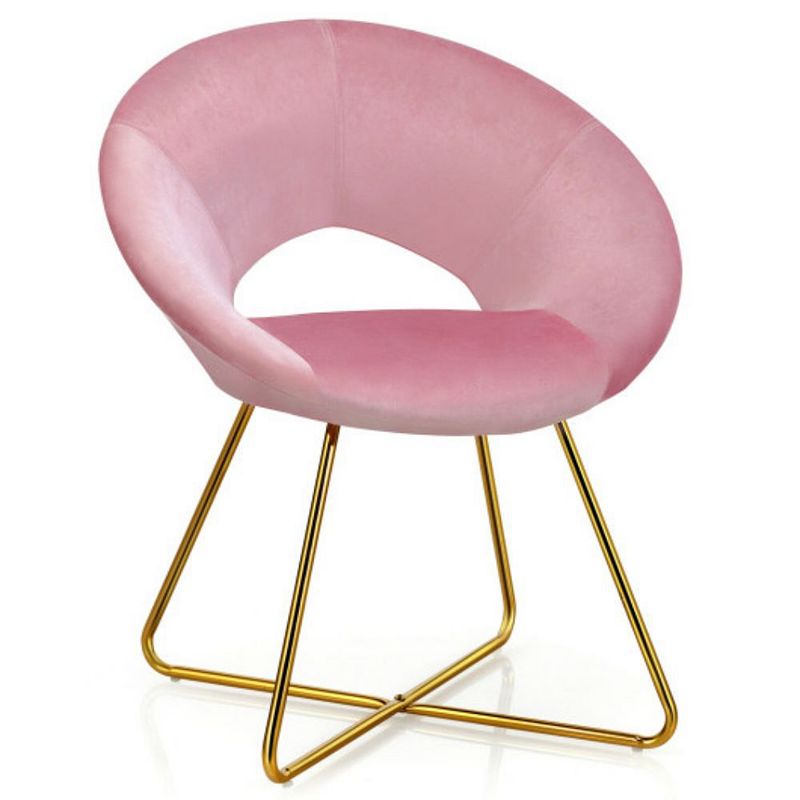 Velvet Dining Arm Chair with Golden Metal Legs and Soft Cushion