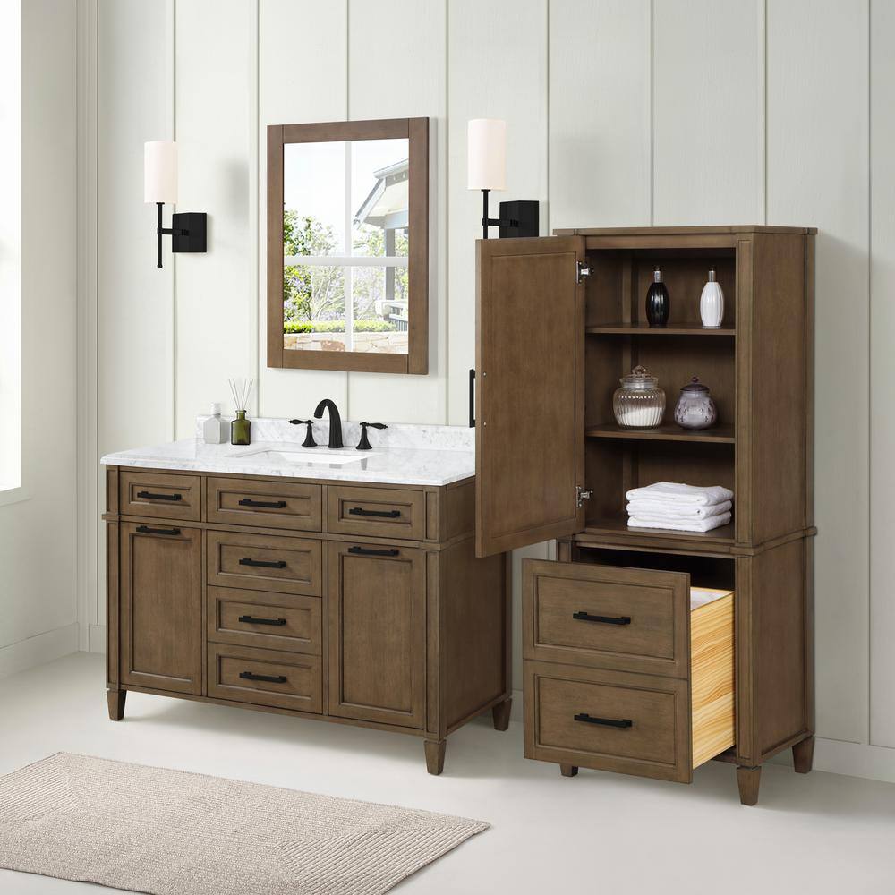 Home Decorators Collection Caville 24 in. W x 16 in. D x 60 in. H Brown Linen Cabinet in Almond Latte Caville LC-AL