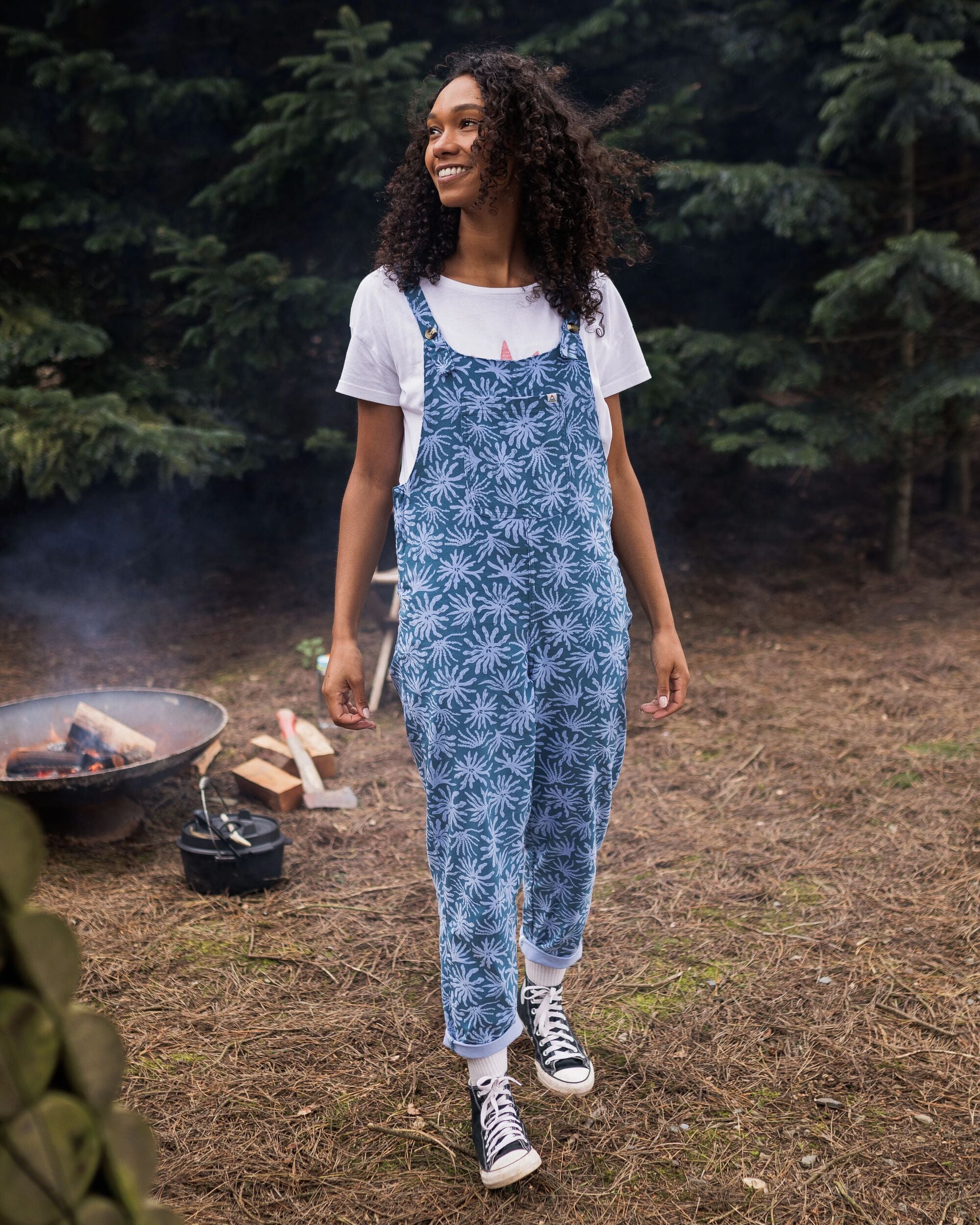 Meadows Organic Cotton Cord Dungarees - Seaweed Blue Steel