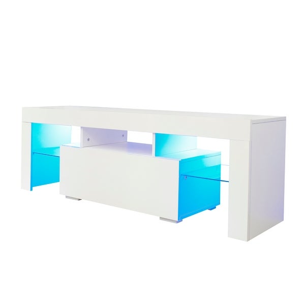 Entertainment TV Stand， Large TV Stand TV Base Stand with LED Light TV Cabinet