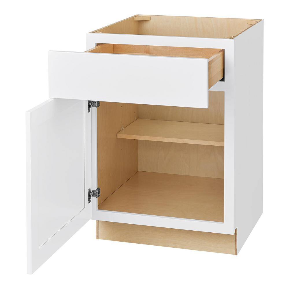 Hampton Bay Avondale Shaker Alpine White Ready to Assemble Plywood 24 in Base Kitchen Cabinet (24 in W x 34.5 in H x 24 in D) B24