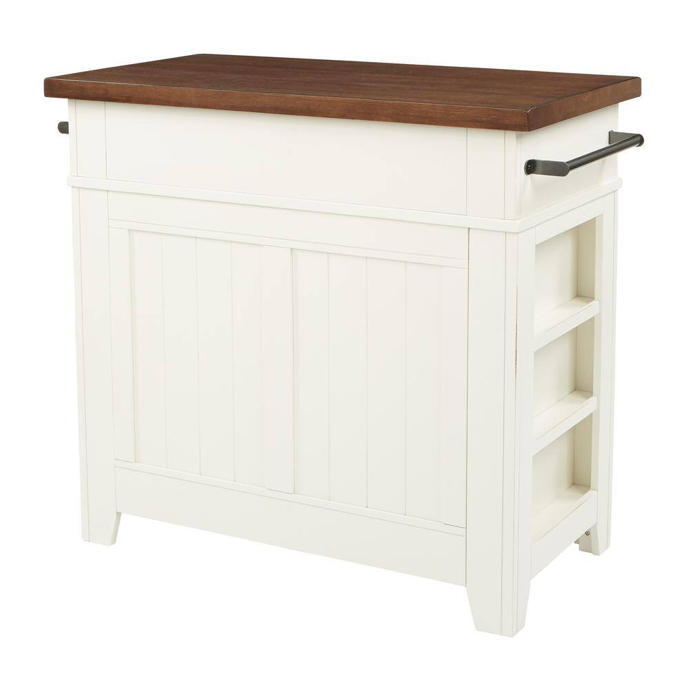 OSP Home Furnishings Urban Farmhouse Kitchen Island White Base with Vintage Oak Top BP-4207-942