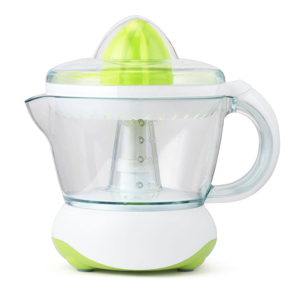 Continental Electric 40 W 24 oz. WhiteGreen Electric Citrus Juicer Dust Cover Easy Pour Spout CE-JU121