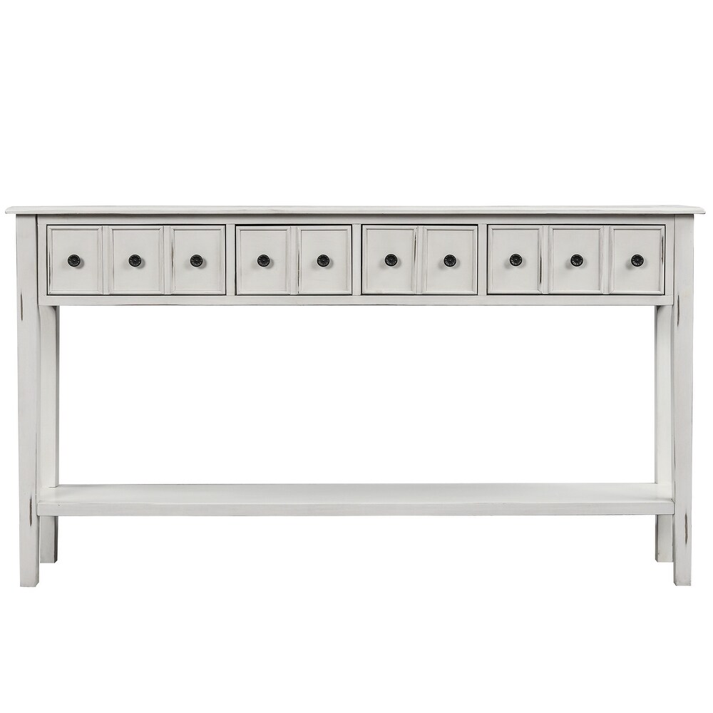 White 60 inch Vintage Wood Console Table