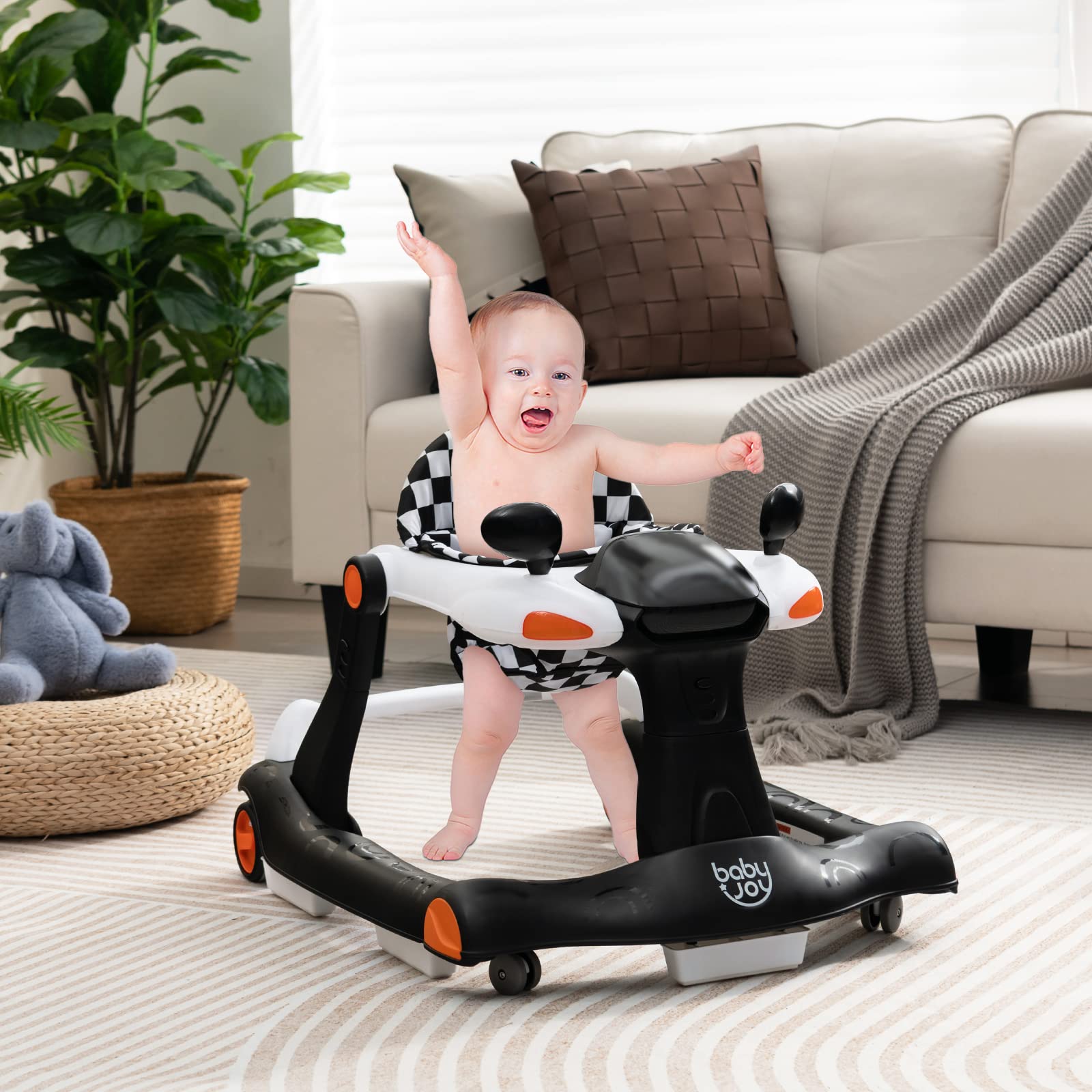 2-in-1 Foldable Baby Activity Walker with Adjustable Height & Speed