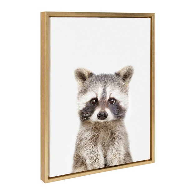 X 24 quot Sylvie Raccoon Framed Canvas By Amy Peterson Gold Kate amp Laurel All Things Decor