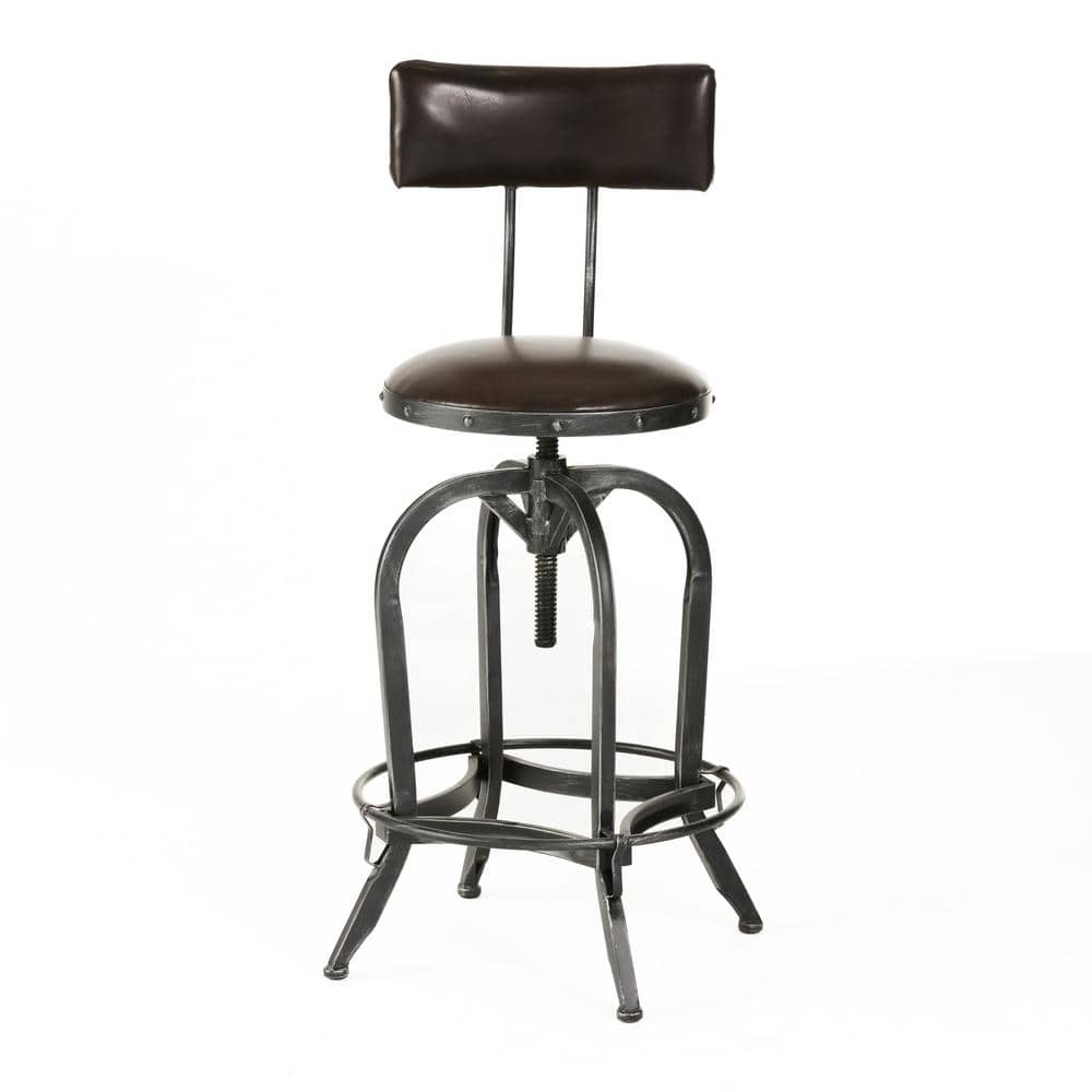 Noble House Vlippu 39 in. Brown Adjustable Bar Stool 8120