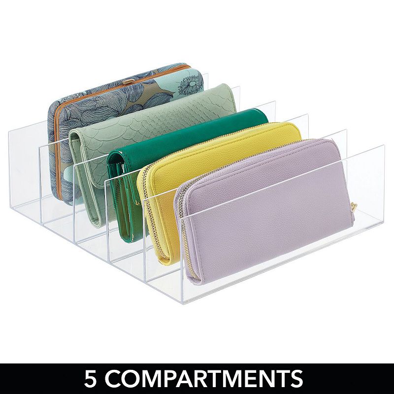 mDesign Plastic Divided Purse Organizer for Bedroom， Closet - 4 Pack