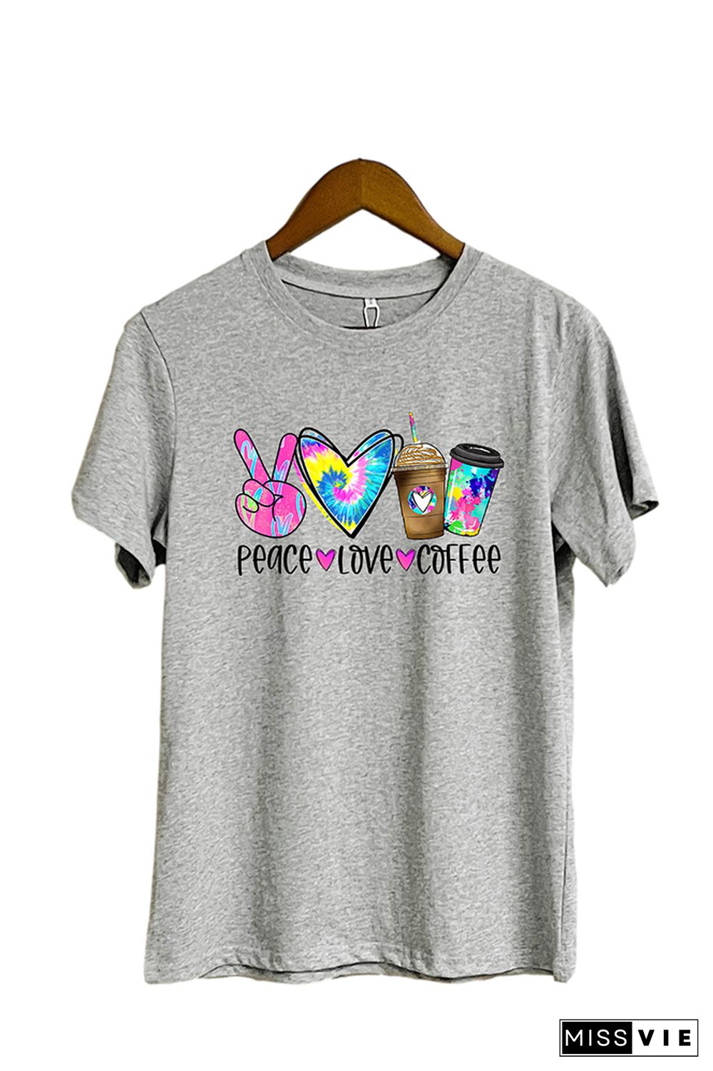 Peace Love Coffee Short Sleeve Graphic Tee Wholesale