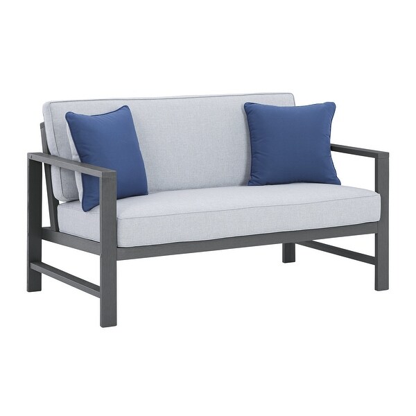 Signature Design by Ashley Fynnegan Gray Loveseat with Table，Set of 2