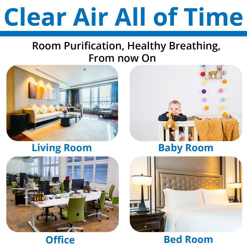 WBM SMART 12.9 in. Smart Air Purifier 25dB Quiet Air Cleaner with Bluetooth Speaker Remove 99.99% Germs AR-03-WHITE-01