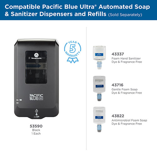 Georgia Pacific Pacific Blue Ultra Antimicrobial Foam Soap Refills for Automated Touchless Soap Dispenser | Dye and Fragrance Free， 1，200 mL