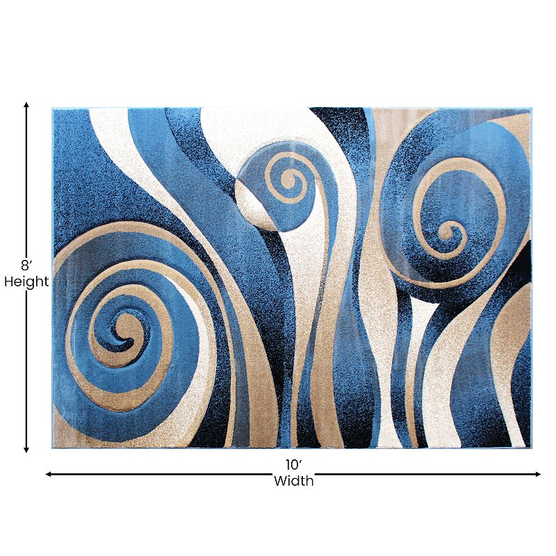 Masada Rugs Masada Rugs 5'x7' Modern Sculpted Area Rug in Blue - Design Sculpture 258