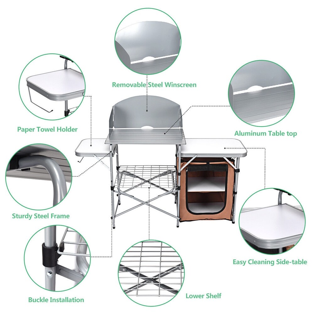 Gymax Outdoor Kitchen Foldable Grilling Stand Portable Camping Grill   See Details