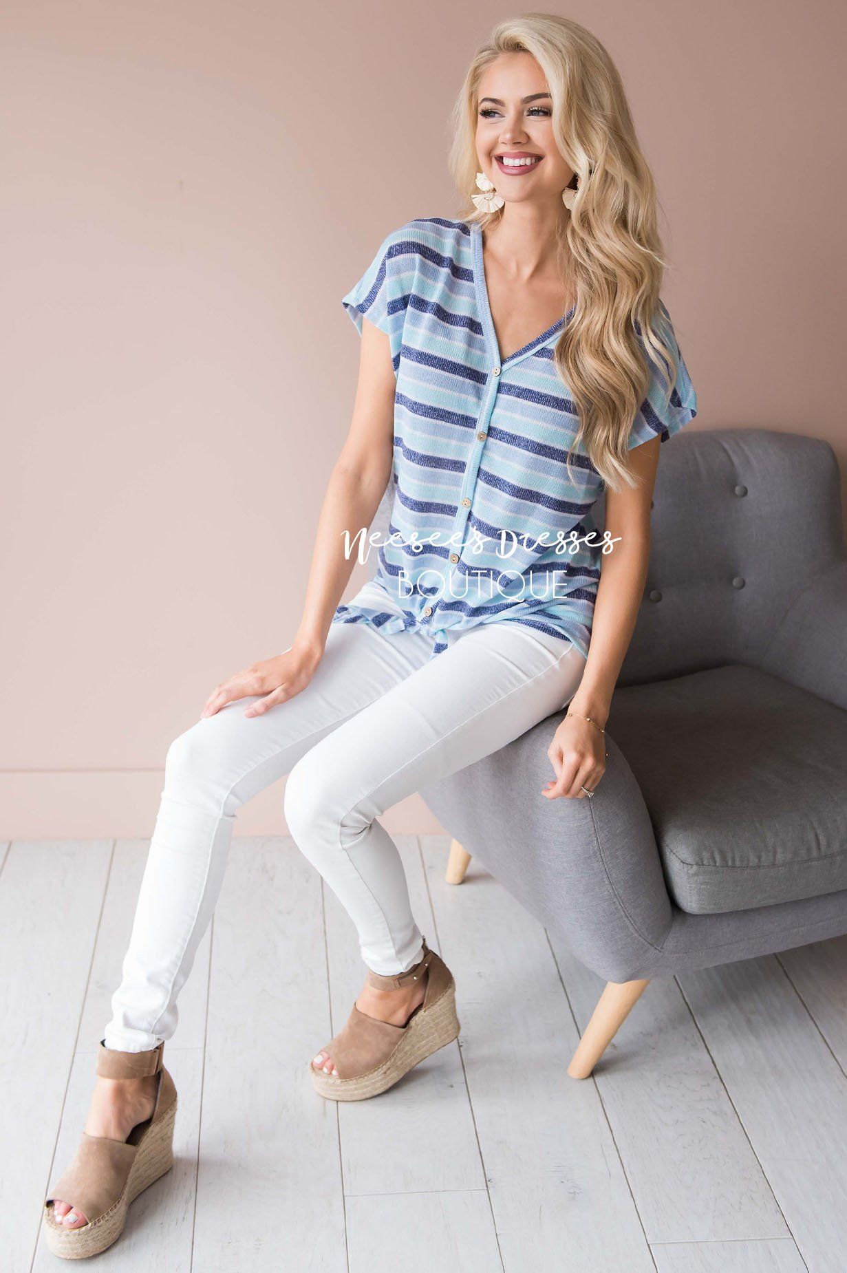 Take A Chance Stripe Tie Top