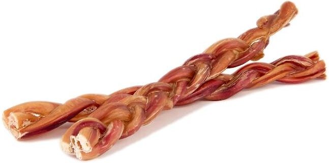 HOTSPOT PETS Thin Braided Premium 12-in Bully Sticks Dog Treats